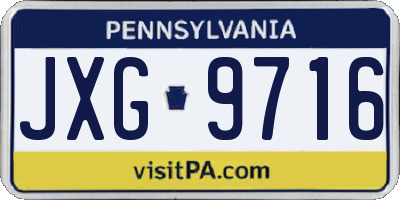 PA license plate JXG9716