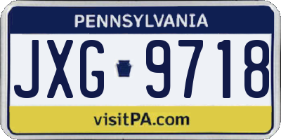 PA license plate JXG9718