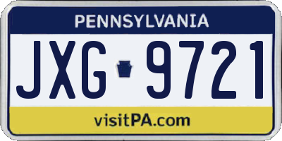 PA license plate JXG9721