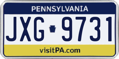 PA license plate JXG9731