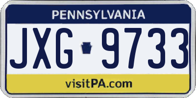 PA license plate JXG9733