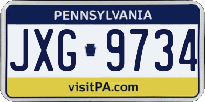 PA license plate JXG9734