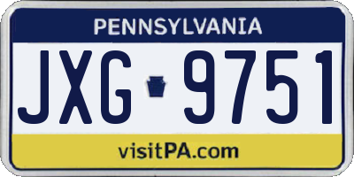 PA license plate JXG9751