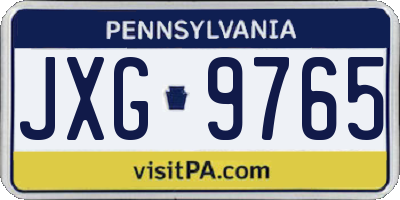 PA license plate JXG9765