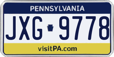 PA license plate JXG9778