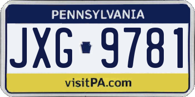 PA license plate JXG9781