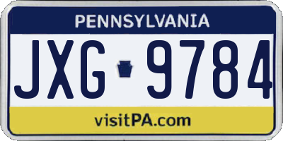 PA license plate JXG9784
