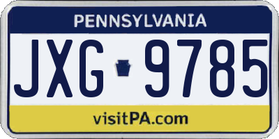 PA license plate JXG9785