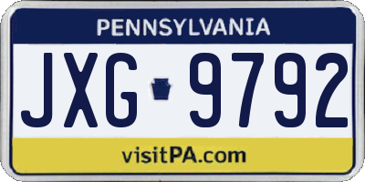 PA license plate JXG9792