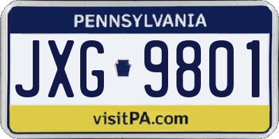 PA license plate JXG9801