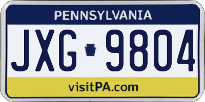 PA license plate JXG9804