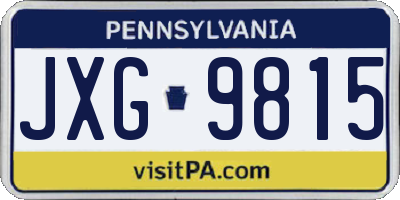 PA license plate JXG9815