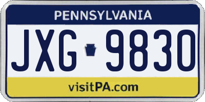 PA license plate JXG9830