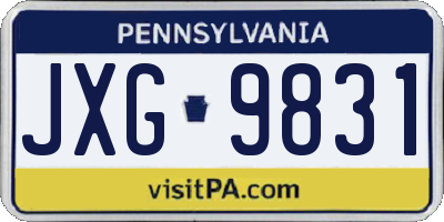 PA license plate JXG9831