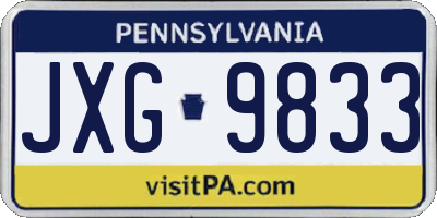 PA license plate JXG9833