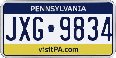 PA license plate JXG9834