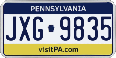 PA license plate JXG9835