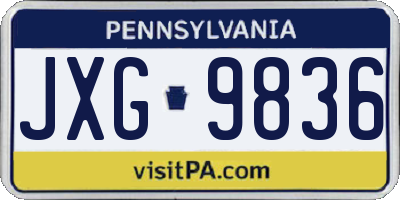PA license plate JXG9836
