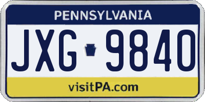 PA license plate JXG9840