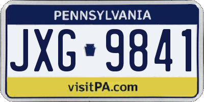 PA license plate JXG9841