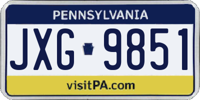 PA license plate JXG9851