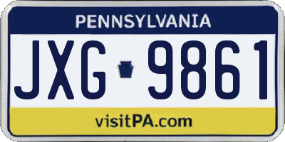 PA license plate JXG9861
