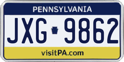 PA license plate JXG9862