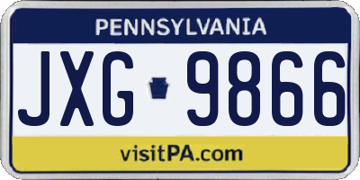 PA license plate JXG9866