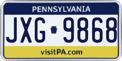 PA license plate JXG9868