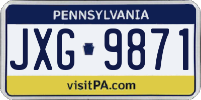 PA license plate JXG9871