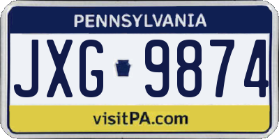 PA license plate JXG9874