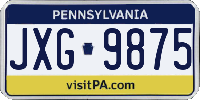 PA license plate JXG9875