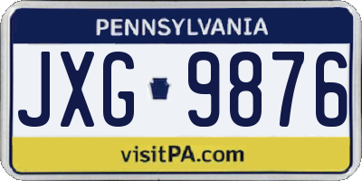 PA license plate JXG9876
