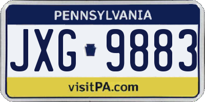 PA license plate JXG9883