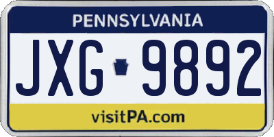 PA license plate JXG9892
