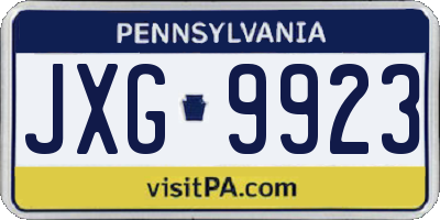 PA license plate JXG9923