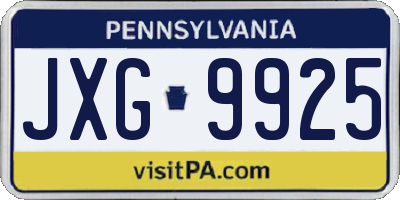 PA license plate JXG9925