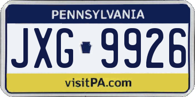 PA license plate JXG9926