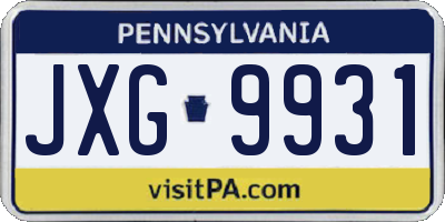 PA license plate JXG9931