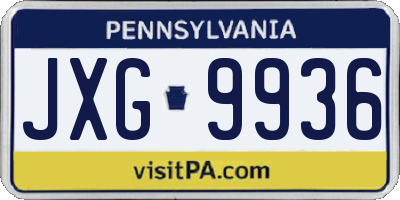 PA license plate JXG9936