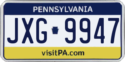PA license plate JXG9947