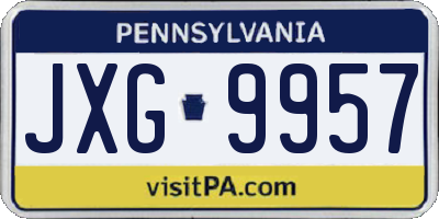 PA license plate JXG9957