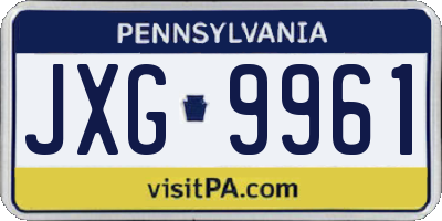PA license plate JXG9961