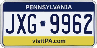 PA license plate JXG9962