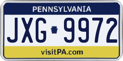 PA license plate JXG9972
