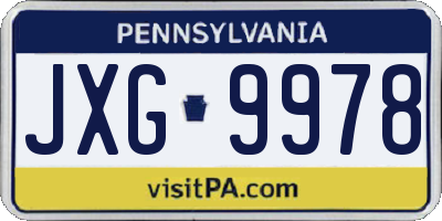 PA license plate JXG9978