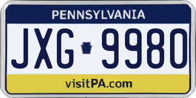 PA license plate JXG9980
