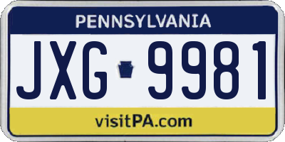 PA license plate JXG9981