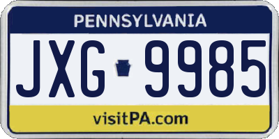PA license plate JXG9985