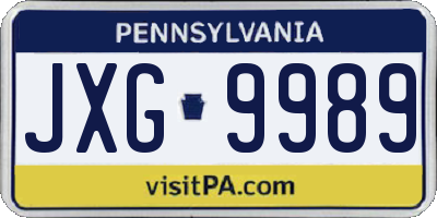 PA license plate JXG9989
